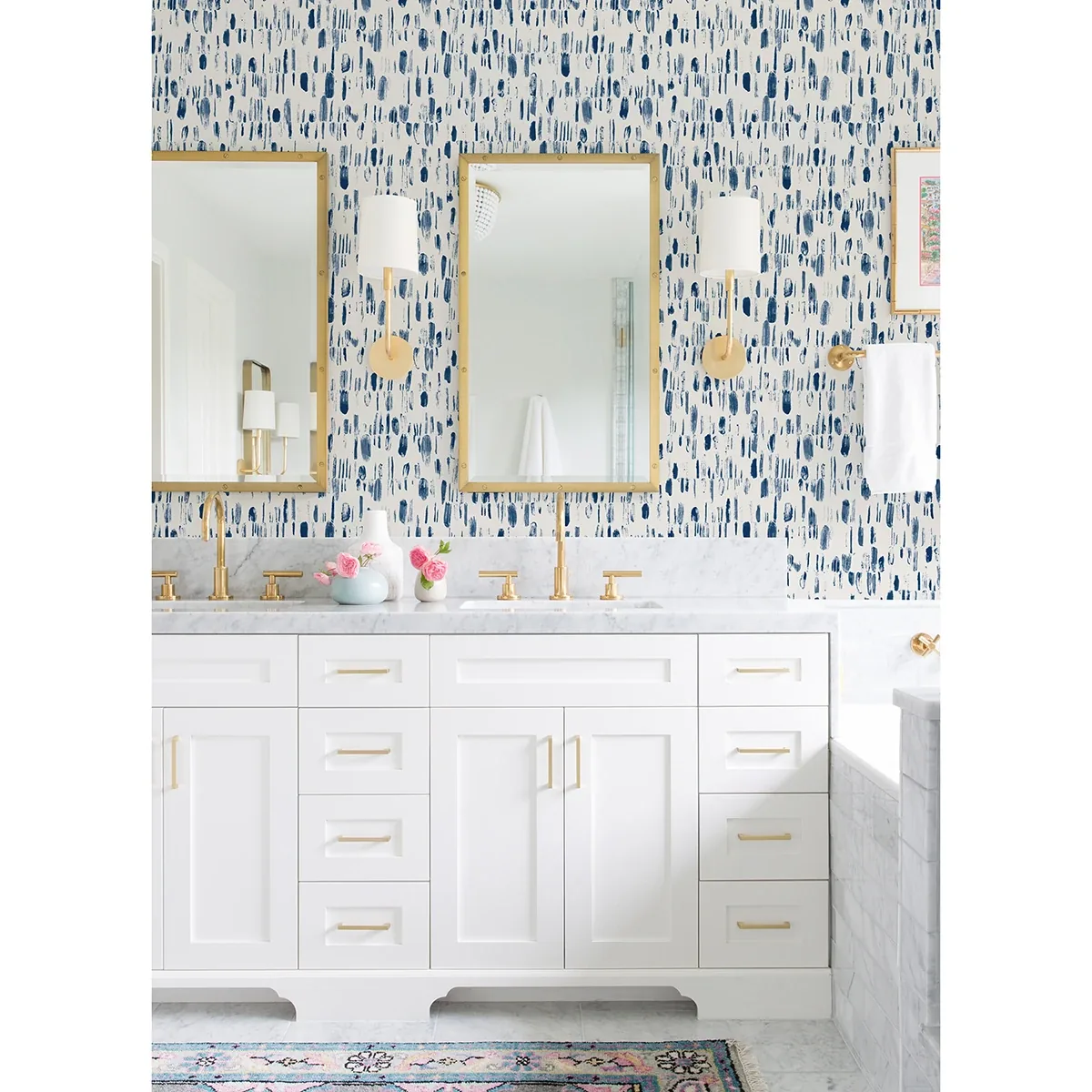 A-Street Prints Dwell Navy Brushstrokes Wallpaper - SKU 2973-90202