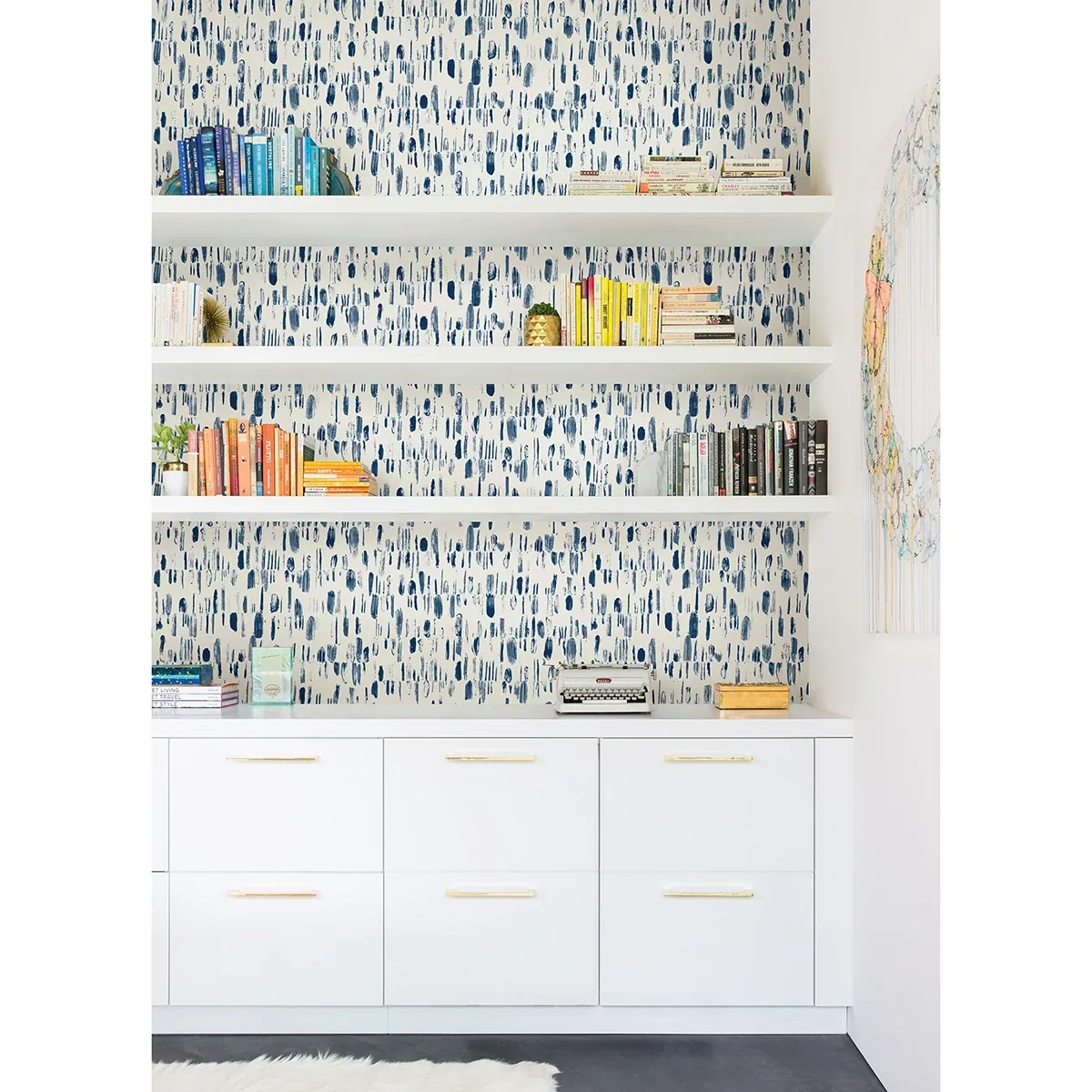A-Street Prints Dwell Navy Brushstrokes Wallpaper - SKU 2973-90202