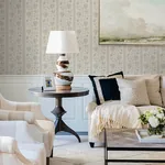 A-Street Prints Edgemoor Taupe Jacobean Stripe Wallpaper - SKU AST6350