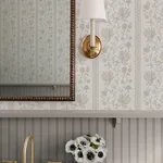 A-Street Prints Edgemoor Taupe Jacobean Stripe Wallpaper - SKU AST6350