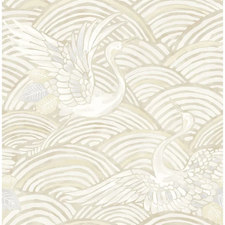 4172-27499 | Egret Neutral Tidal Dance Wallpaper