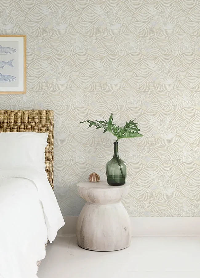 A-Street Prints Egret Neutral Tidal Dance Wallpaper - SKU 4172-27499