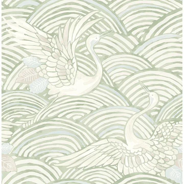 4172-27497 | Egret Sage Tidal Dance Wallpaper