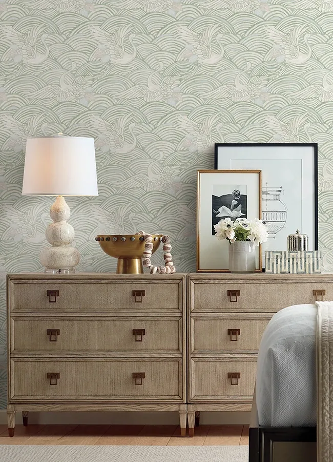 A-Street Prints Egret Sage Tidal Dance Wallpaper - SKU 4172-27497