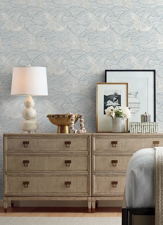 A-Street Prints Egret Sky Blue Tidal Dance Wallpaper - SKU 4172-27498