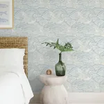 A-Street Prints Egret Sky Blue Tidal Dance Wallpaper - SKU 4172-27498