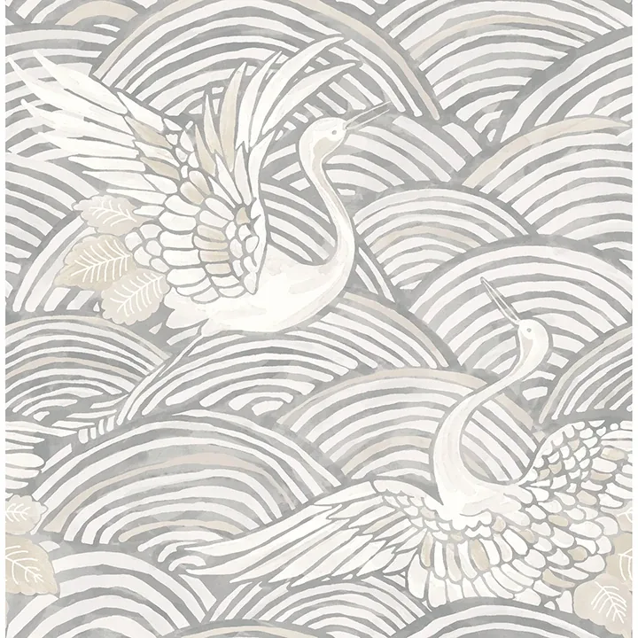 A-Street Prints Egret Slate Tidal Dance Wallpaper - SKU 4172-27496