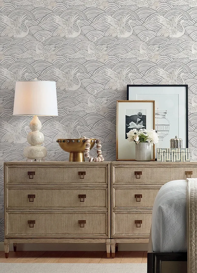 A-Street Prints Egret Slate Tidal Dance Wallpaper - SKU 4172-27496