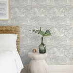 A-Street Prints Egret Slate Tidal Dance Wallpaper - SKU 4172-27496