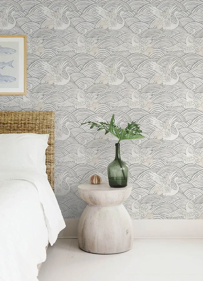 A-Street Prints Egret Slate Tidal Dance Wallpaper - SKU 4172-27496