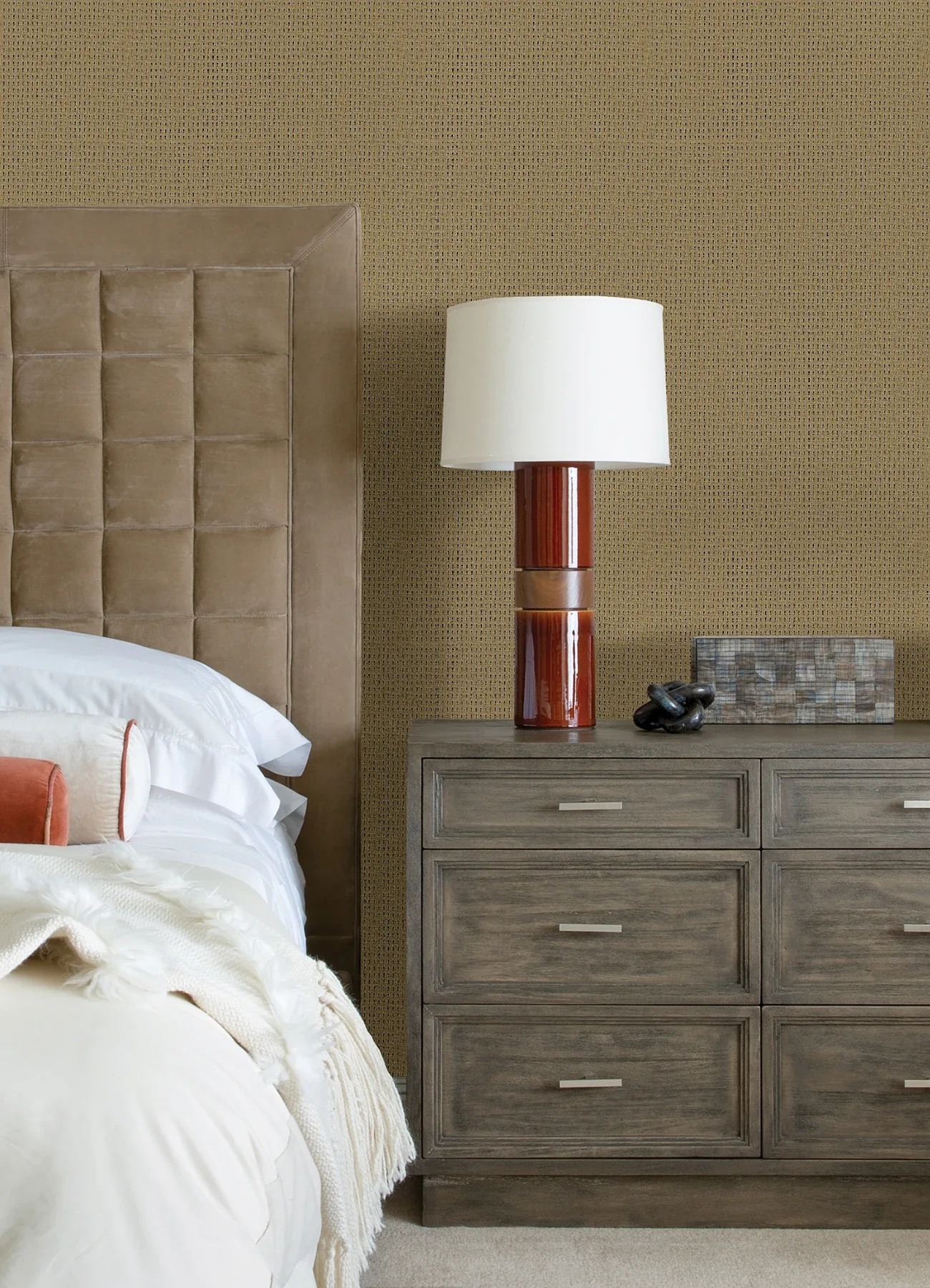 A-Street Prints Ehuang Wheat Modern Basketweave Wallpaper - SKU 2923-88073