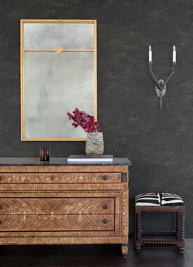 A-Street Prints Elatha Charcoal Gilded Texture Wallpaper - SKU 4105-86623