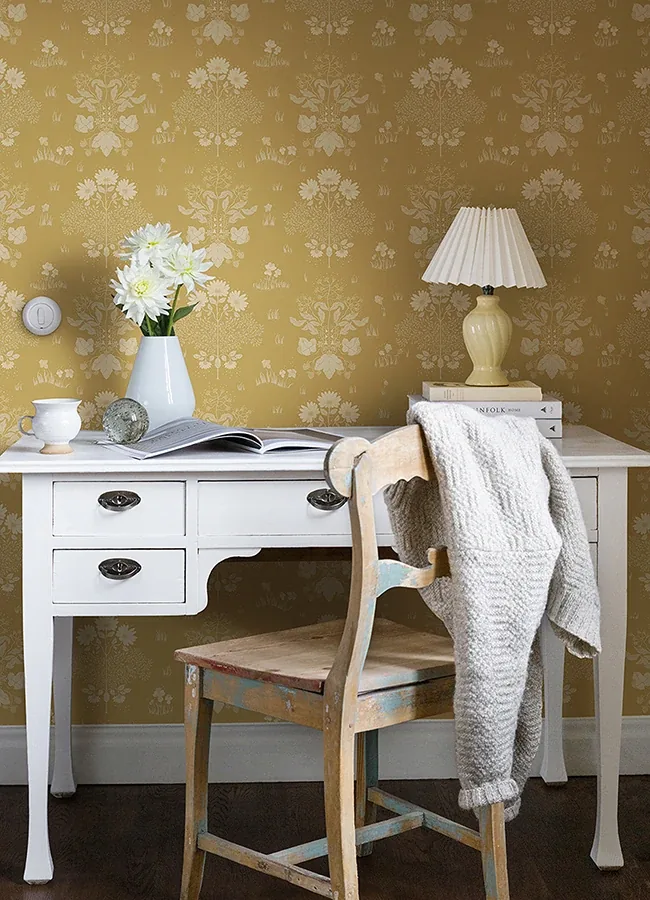 A-Street Prints Elda Gold Delicate Daisies Wallpaper - SKU 4080-83135