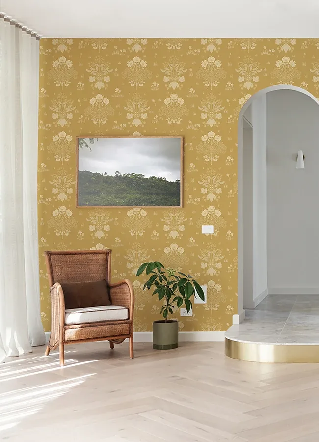 A-Street Prints Elda Gold Delicate Daisies Wallpaper - SKU 4080-83135