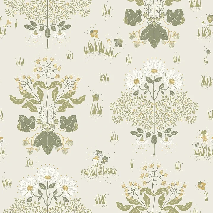 A-Street Prints Elda Olive Delicate Daisies Wallpaper - SKU 4080-83133