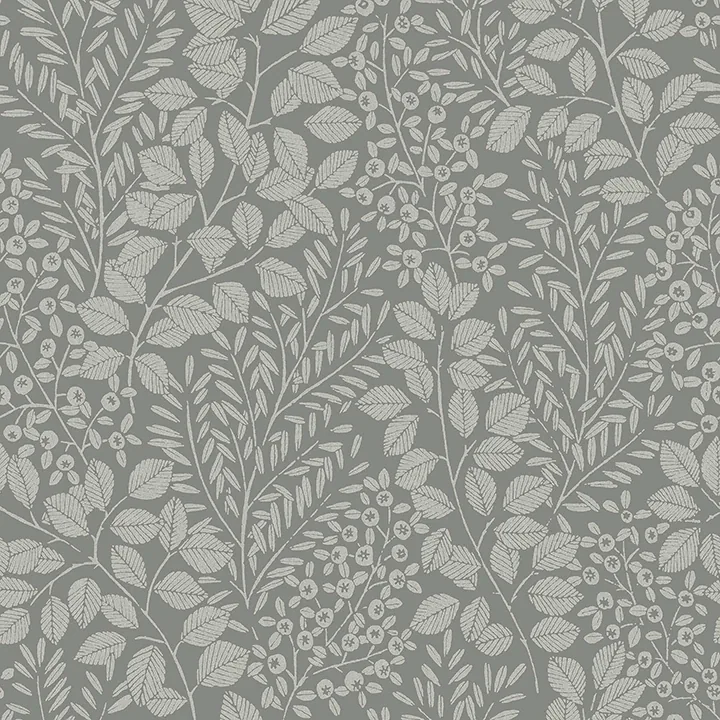 4066-26519 | Elin Charcoal Berry Botanical Wallpaper
