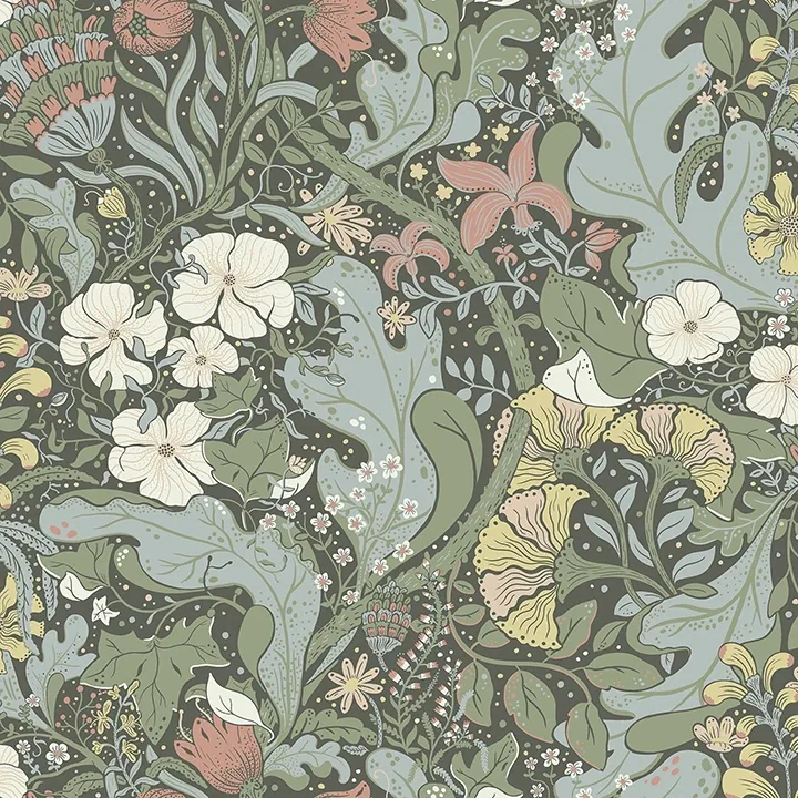 4080-83103 | Elise Green Nouveau Gardens Wallpaper