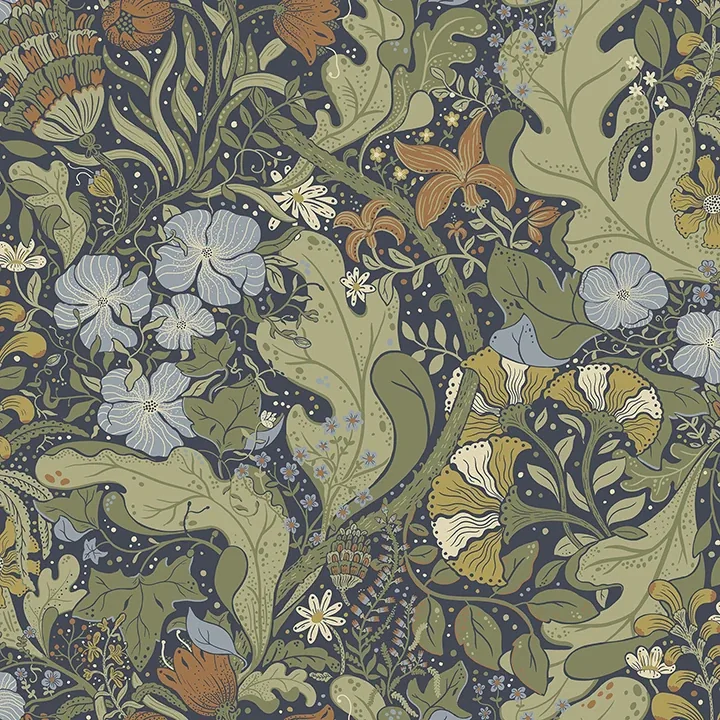 4080-83102 | Elise Indigo Nouveau Gardens Wallpaper