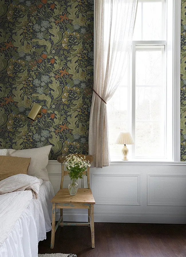 A-Street Prints Elise Indigo Nouveau Gardens Wallpaper - SKU 4080-83102