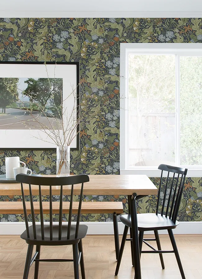 A-Street Prints Elise Indigo Nouveau Gardens Wallpaper - SKU 4080-83102