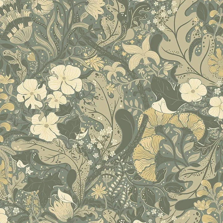 A-Street Prints Elise Sea Green Nouveau Gardens Wallpaper - SKU 4080-83104