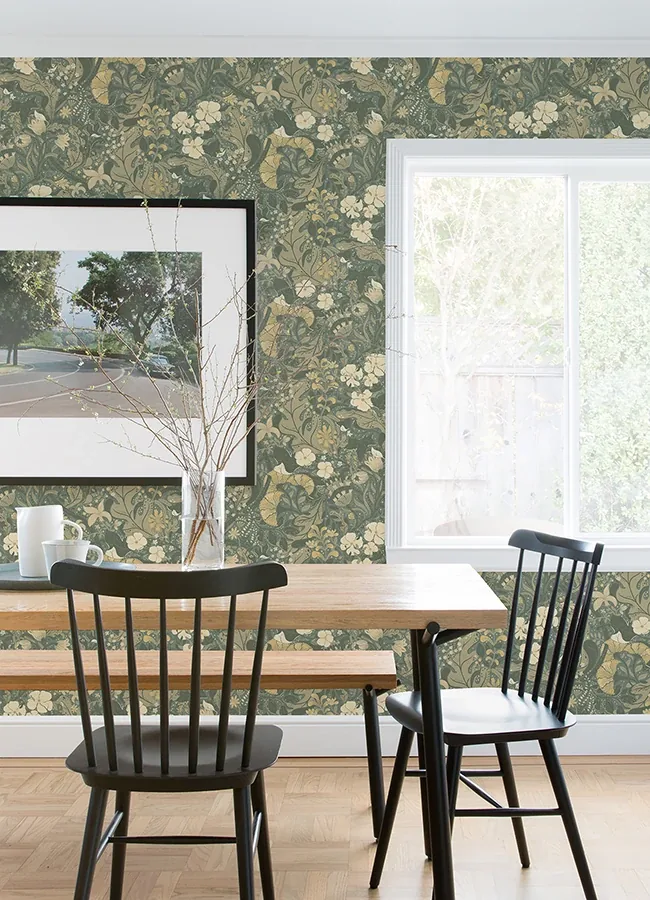 A-Street Prints Elise Sea Green Nouveau Gardens Wallpaper - SKU 4080-83104