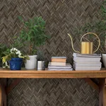 A-Street Prints Ellery Charcoal Herringbone Wallpaper - SKU 4202-410358