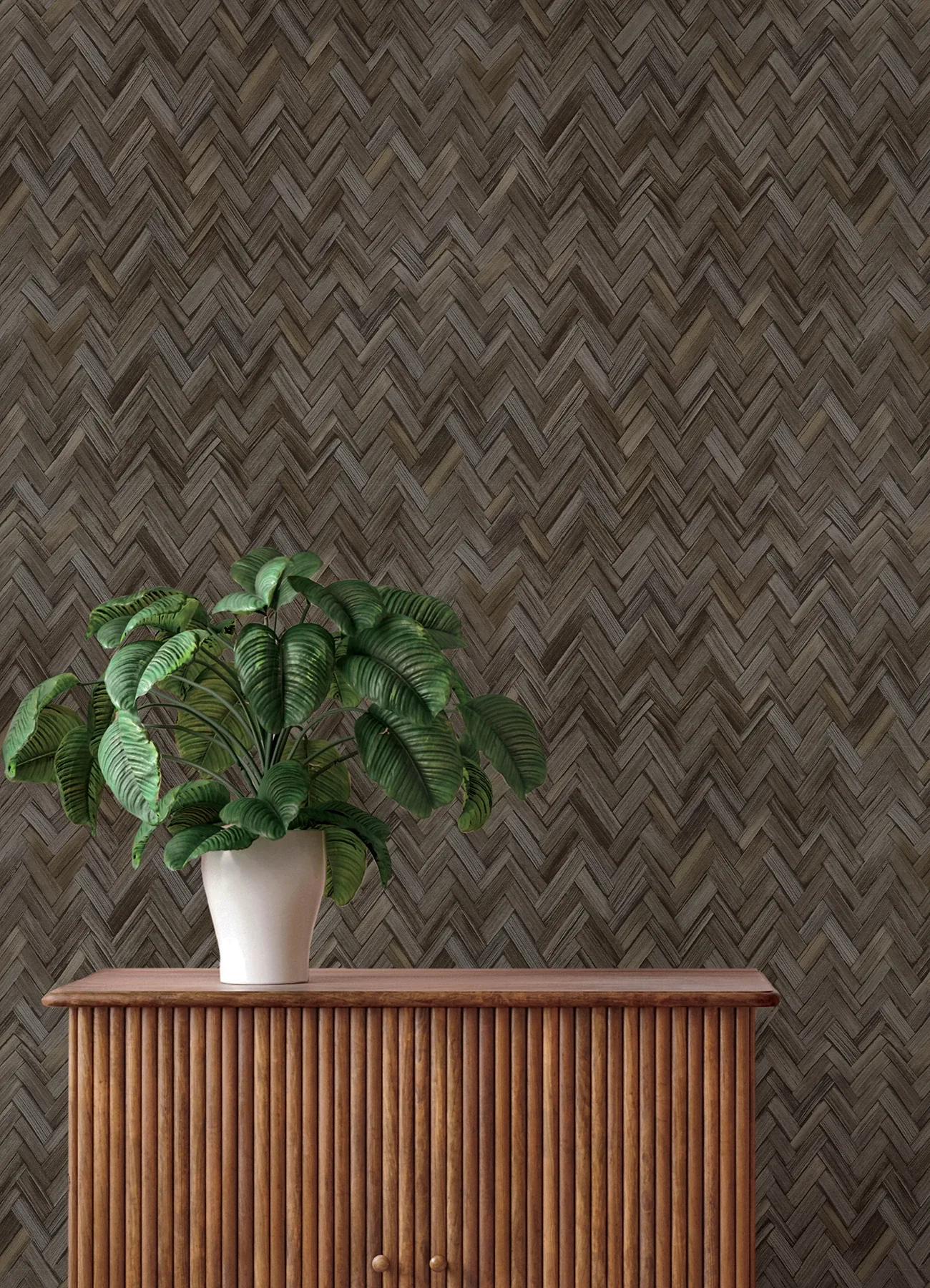 A-Street Prints Ellery Charcoal Herringbone Wallpaper - SKU 4202-410358