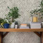 A-Street Prints Ellery Light Grey Herringbone Wallpaper - SKU 4202-410365