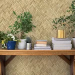 A-Street Prints Ellery Wheat Herringbone Wallpaper - SKU 4202-410334