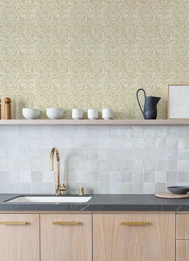 A-Street Prints Elma Honey Fiddlehead Wallpaper - SKU 4121-26917