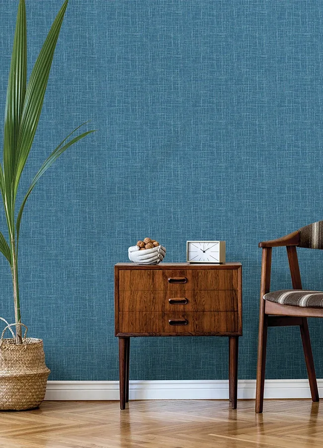 A-Street Prints Emerson Blue Linen Wallpaper - SKU 4046-26351