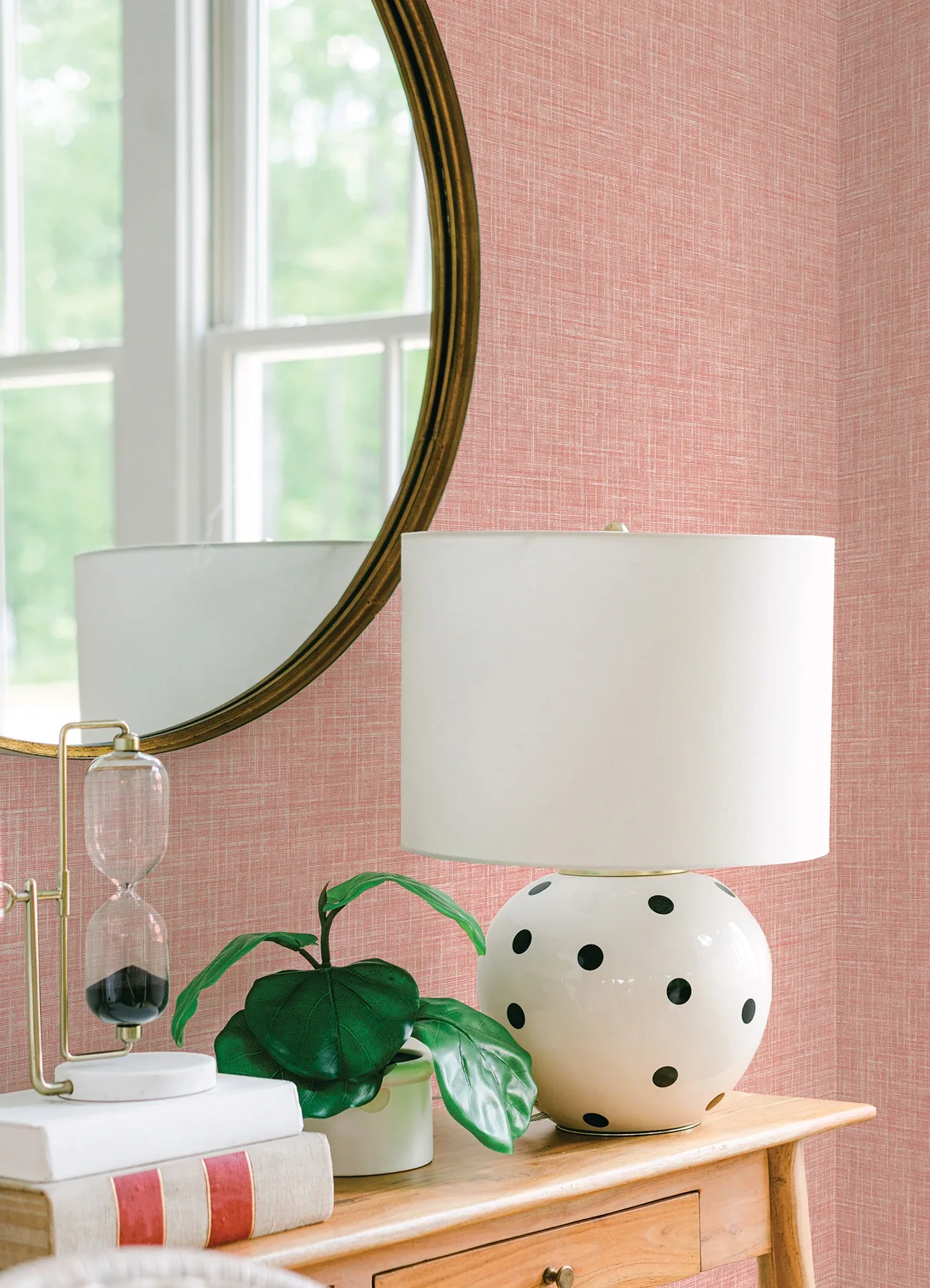 A-Street Prints Emerson Coral Faux Linen Wallpaper - SKU 4081-26355