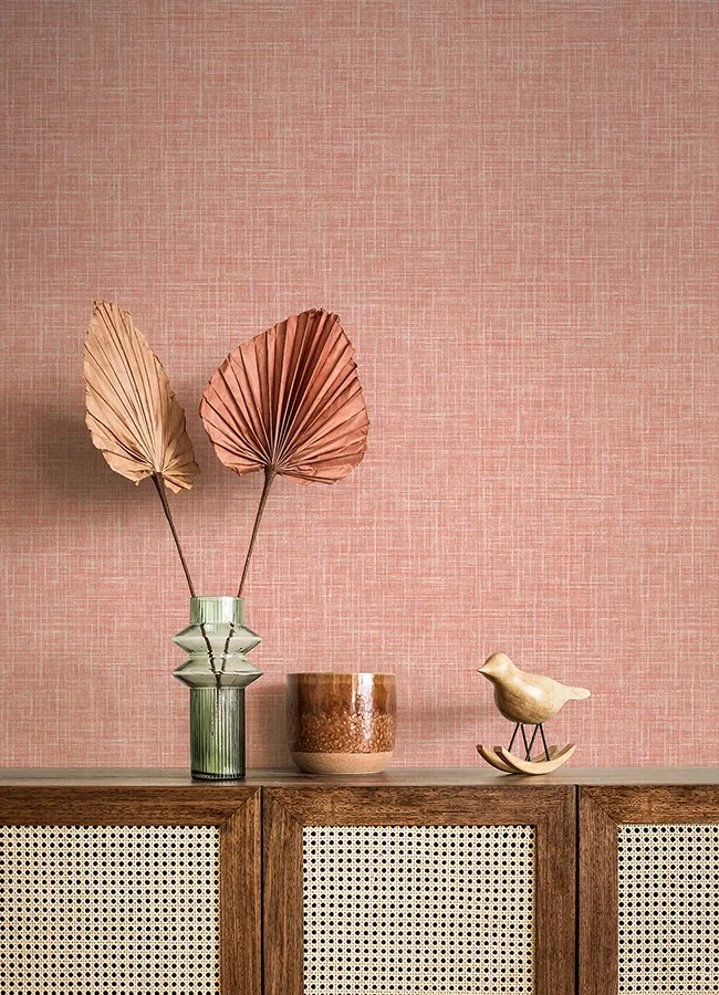 A-Street Prints Emerson Coral Linen Wallpaper - SKU 4046-26355
