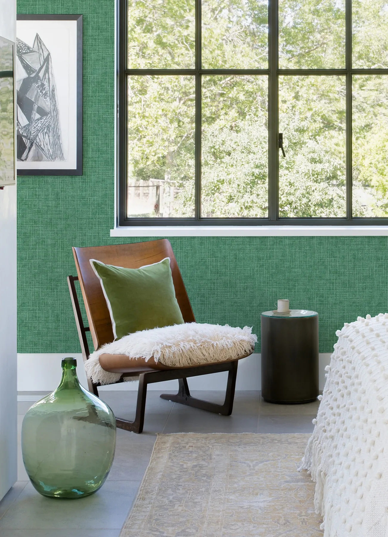 A-Street Prints Emerson Green Faux Linen Wallpaper - SKU 4081-26353