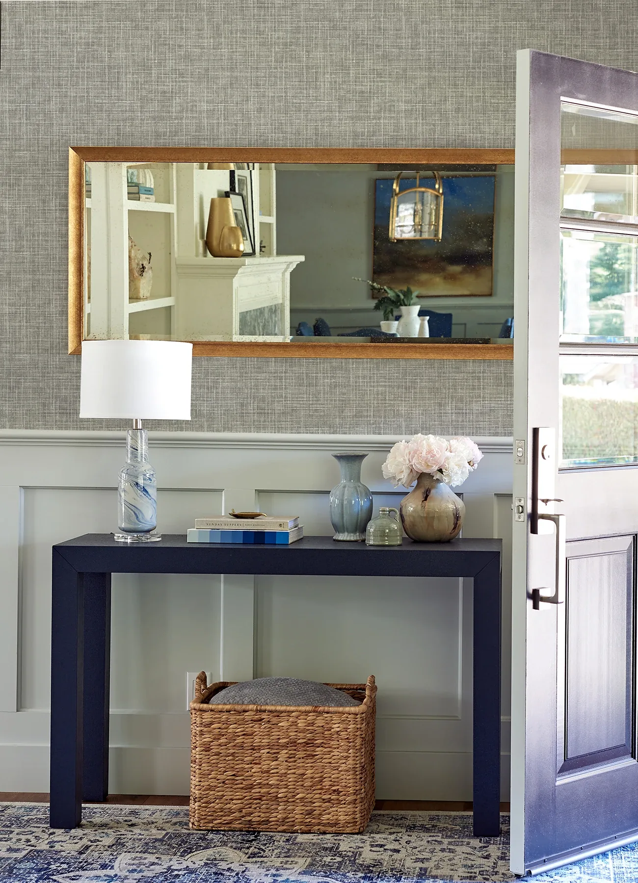 A-Street Prints Emerson Grey Faux Linen Wallpaper - SKU 4081-26354