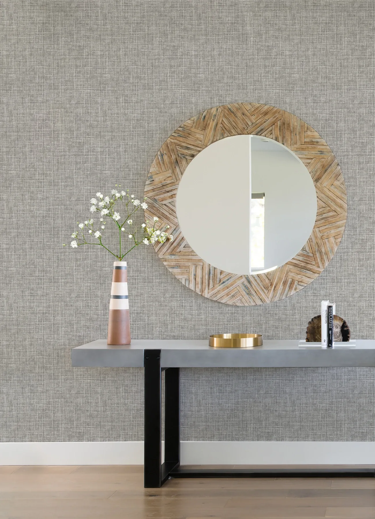 A-Street Prints Emerson Grey Faux Linen Wallpaper - SKU 4081-26354
