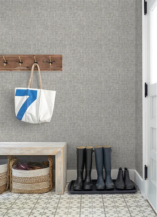 A-Street Prints Emerson Grey Linen Wallpaper - SKU 4046-26354