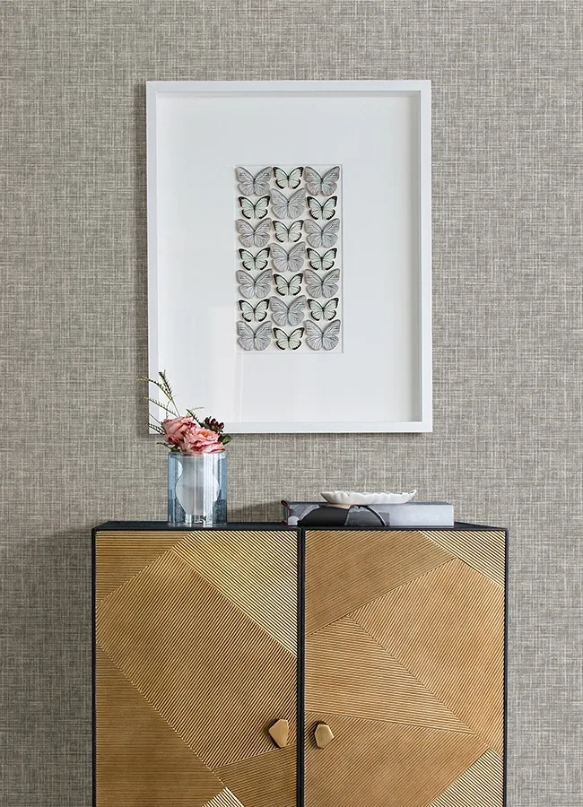 A-Street Prints Emerson Grey Linen Wallpaper - SKU 4046-26354