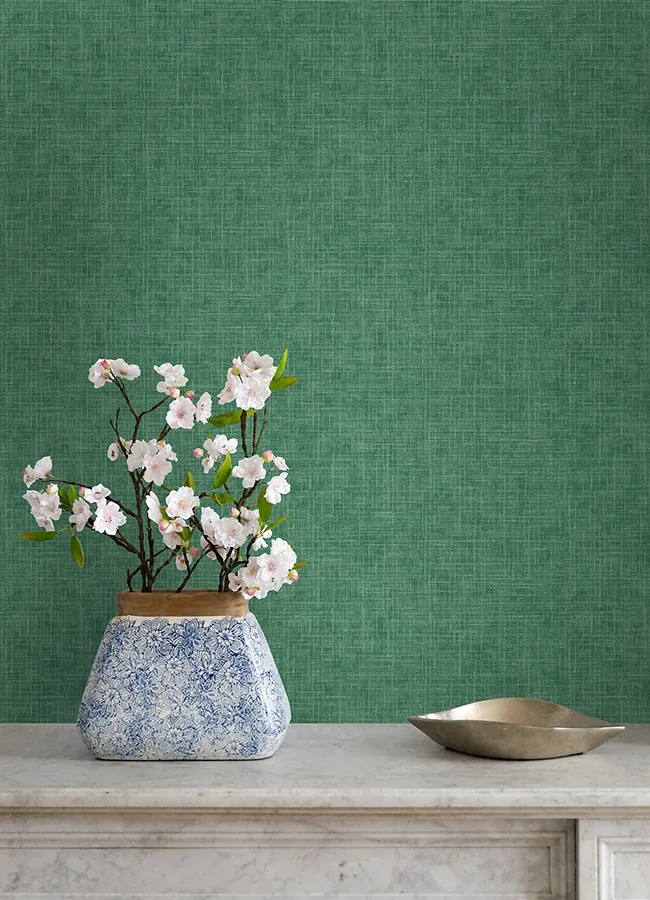 A-Street Prints Emerson Jade Linen Wallpaper - SKU 4046-26353