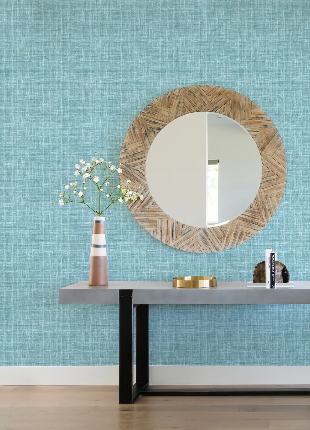 A-Street Prints Emerson Light Blue Faux Linen Wallpaper - SKU 4081-26352