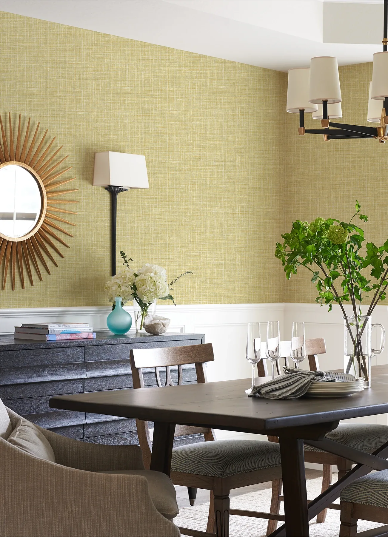 A-Street Prints Emerson Yellow Faux Linen Wallpaper - SKU 4081-26356