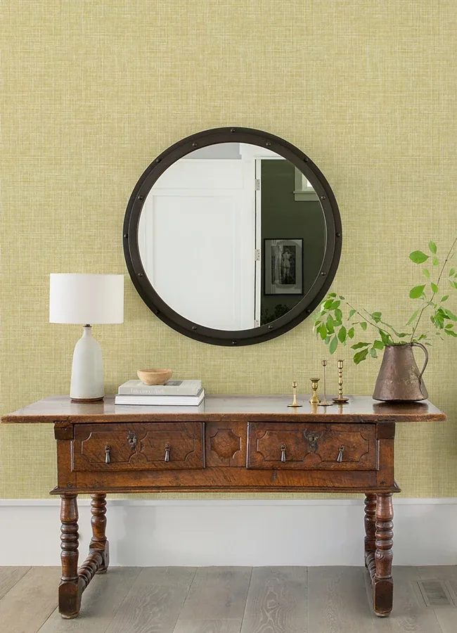 A-Street Prints Emerson Yellow Linen Wallpaper - SKU 4046-26356