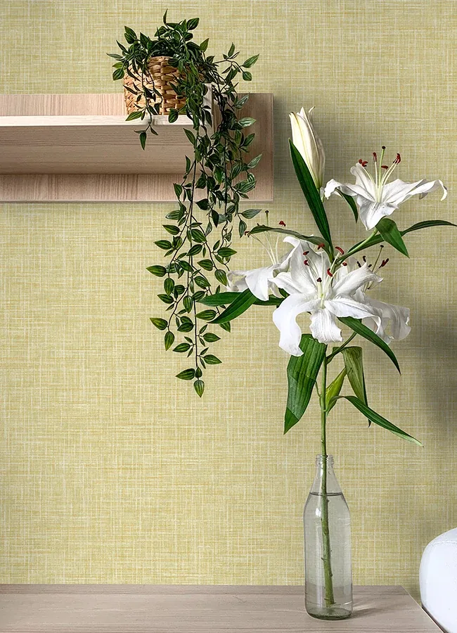 A-Street Prints Emerson Yellow Linen Wallpaper - SKU 4046-26356