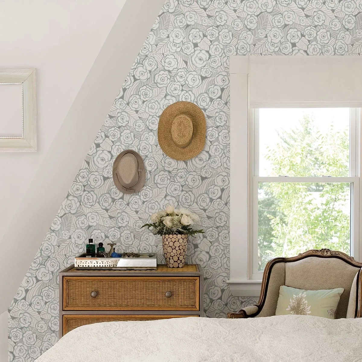 A-Street Prints Emery Light Blue Floral Wallpaper - SKU 2903-25836