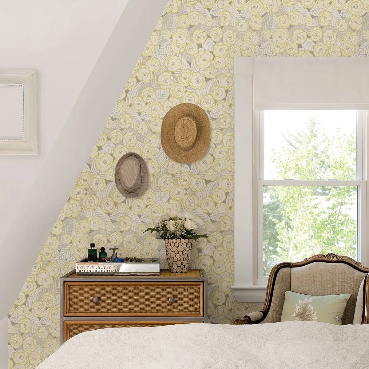 A-Street Prints Emery Light Yellow Floral Wallpaper - SKU 2903-25834