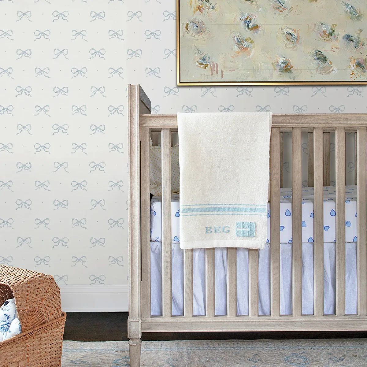A-Street Prints Emma Blue Heather Large Bow Wallpaper - SKU AST4356