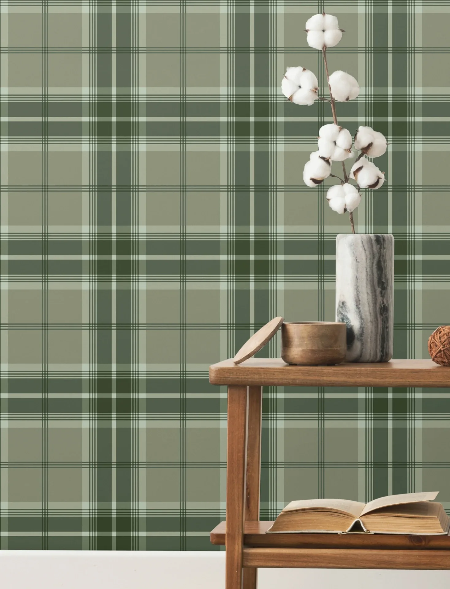 A-Street Prints Emma Evergreen Plaid Wallpaper - SKU 4201-20131