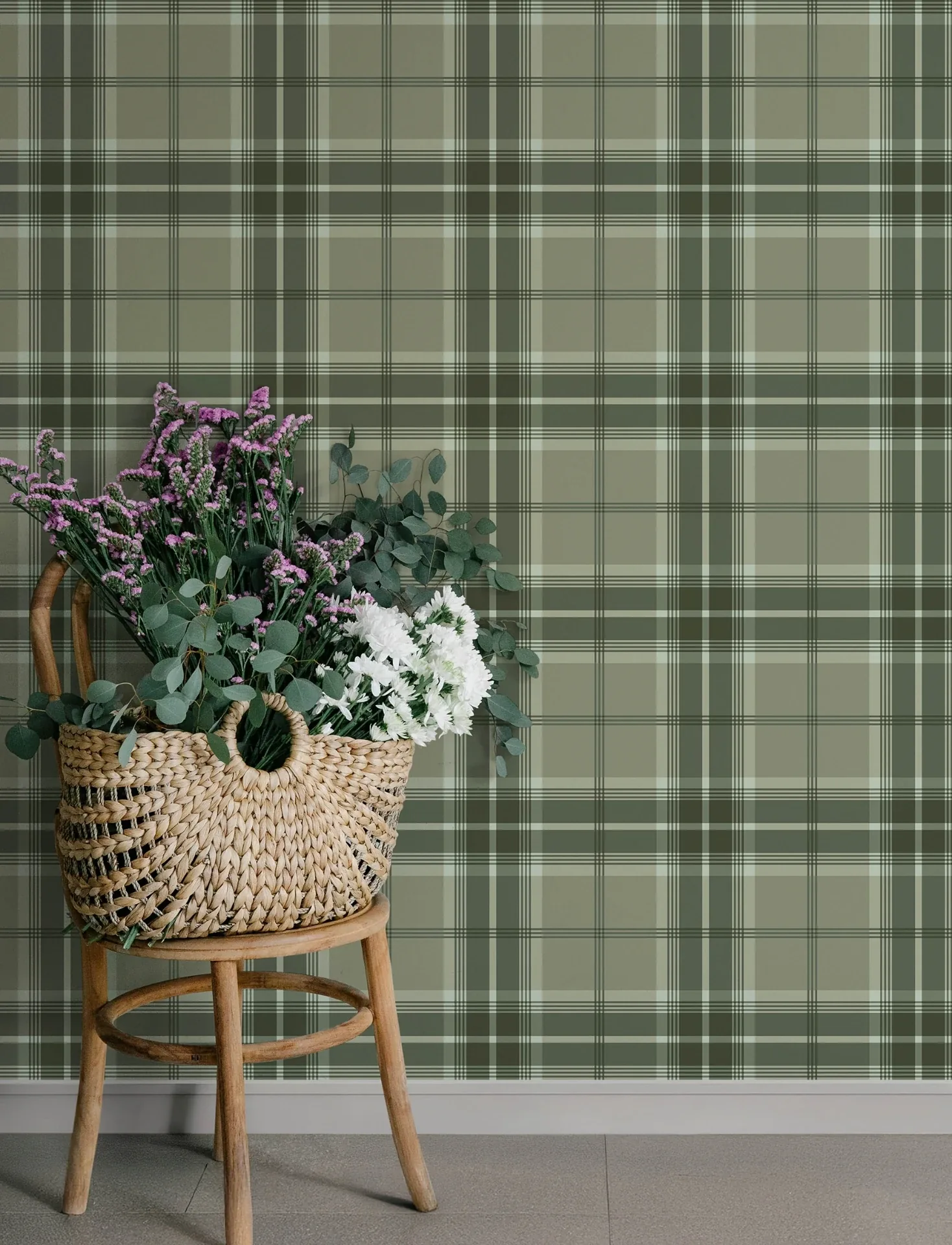 A-Street Prints Emma Evergreen Plaid Wallpaper - SKU 4201-20131