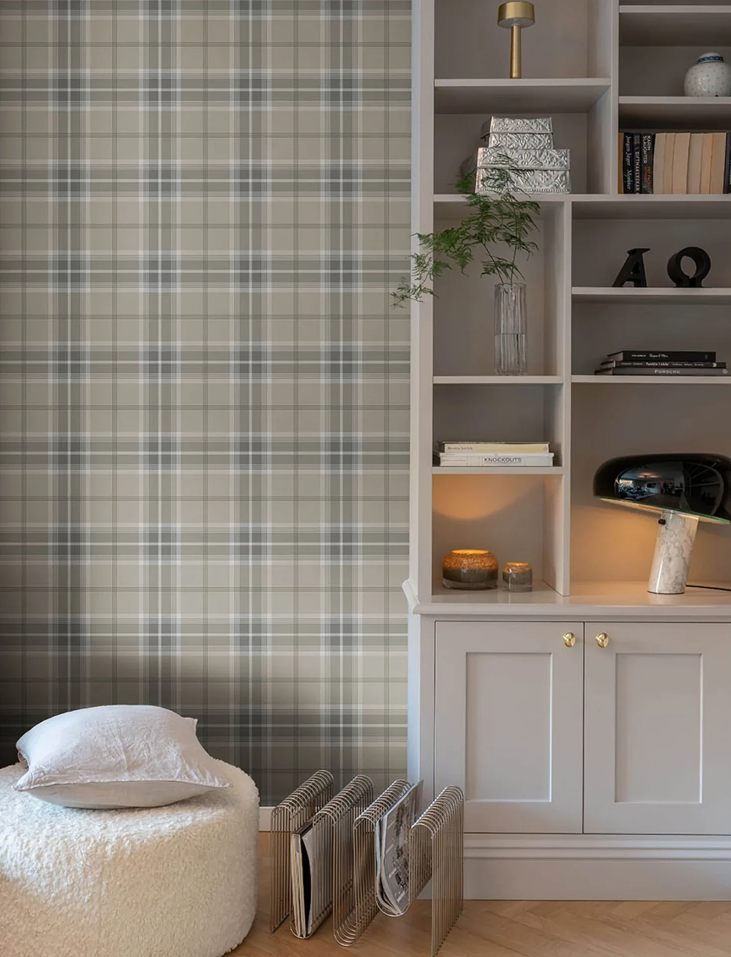 A-Street Prints Emma Grey Plaid Wallpaper - SKU 4201-20130